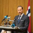 Kronprins Haakon talte i Permanent Representatives' Commitee i den historiske AU-salen.  Foto: Vidar Ruud / NTB scanpix